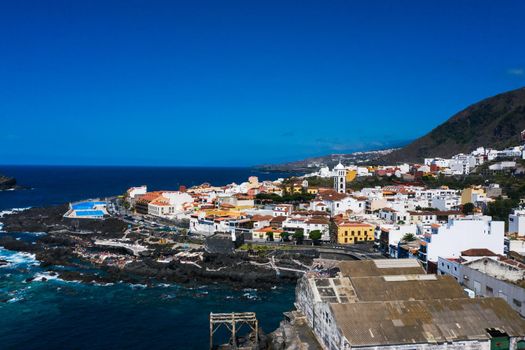 Beach in Tenerife, Canary Islands, Spain.Aerial view of Garachiko in the Canary Islands.