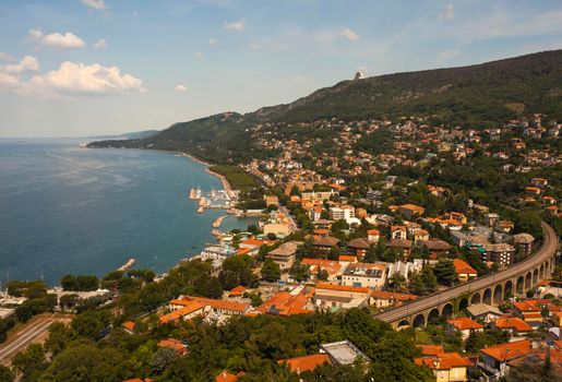 Top View of Trieste and the adriatic sea