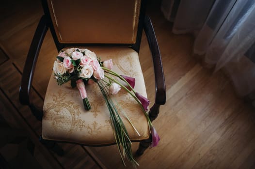 beautiful stylish wedding bouquet with roses .Wedding Decor.