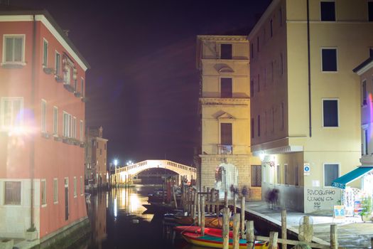 View of the Vigo bridge in Chioggia, Italy