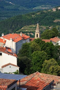 View of the belltower of the Church of St.John the Baptist and Blessed Virgin Mary of the Gate, Motovun