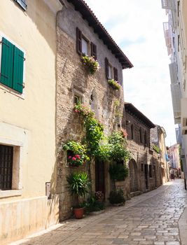 View of old house in Porec, Istria. Croatia