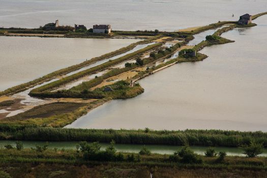 View of Secovlje Saltpans Natural Park in Slovenia