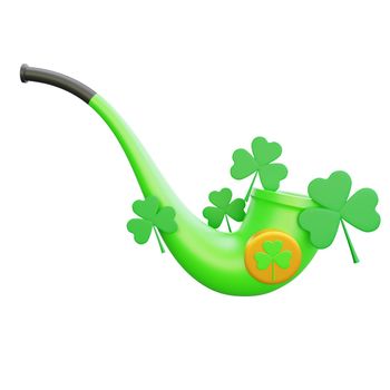 3d rendering of st patrick day smoking pipe icon