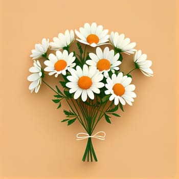 Simple icons of spring flowers. Bouquet of White Daisies for Valentine's day isolated background. Floral set. Nature springtime flower. Flat icon design