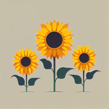 Simple icons of spring flowers. Sunflowers for Valentine's day isolated background. Floral set. Nature springtime flower. Flat icon design
