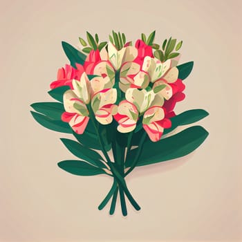 Simple icons of spring flowers. Bouquet of Alstroemeria for Valentine's day isolated background. Floral set. Nature springtime flower. Flat icon design