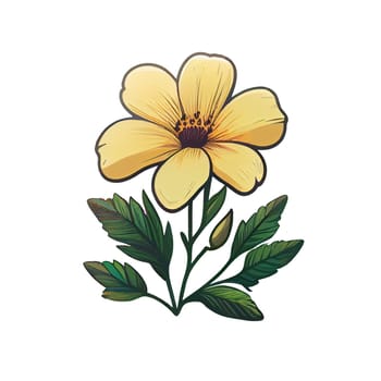 Cute yellow flower hand drawn element, for decorating  Valentines Day or Mothers Day card. Sticker design.