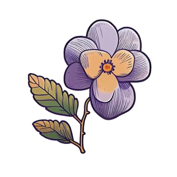 Cute flower hand drawn element, for decorating  Valentines Day or Mothers Day card. Sticker design.