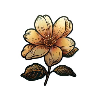 Cute flower hand drawn element, for decorating  Valentines Day or Mothers Day card. Sticker design.