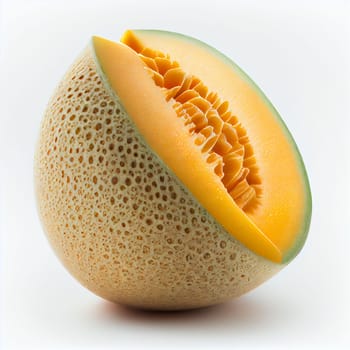 Cantaloupe fruit isolated on white background.