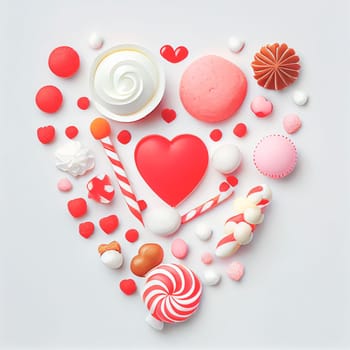 Close up shot of sweets for Valentine's Day background with copy space. Gift ideas. Design for Valentine's Day festive banner.