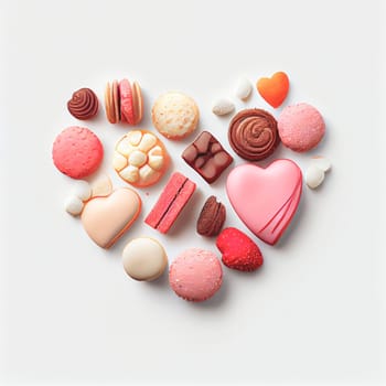 Close up shot of sweets for Valentine's Day background with copy space. Gift ideas. Design for Valentine's Day festive banner.