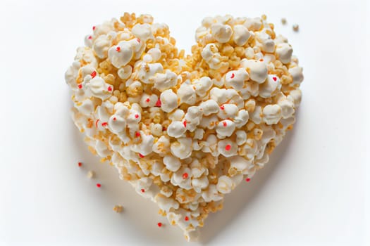 Close up shot of Gourmet Popcorn for Valentine's Day background with copy space. Gift ideas. Design for Valentine's Day festive banner.