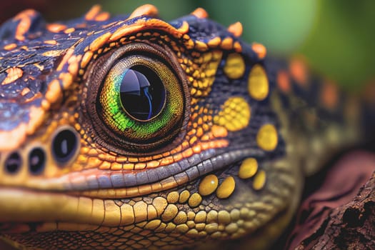 Close-up of a reptile in its natural habitat on a tree branch, set against a stunning HD natural background wallpaper