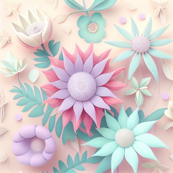 Cute kawaii pastel passiflora flowers with 3D detailing on a pastel background for a peaceful vibe. Soft pastel colors bring a soothing, gentle aesthetic.
