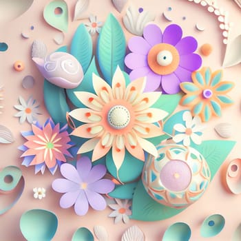 Cute kawaii pastel passiflora flowers with 3D detailing on a pastel background for a peaceful vibe. Soft pastel colors bring a soothing, gentle aesthetic.