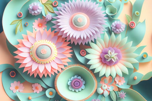 Cute kawaii pastel passiflora flowers with 3D detailing on a pastel background for a peaceful vibe. Soft pastel colors bring a soothing, gentle aesthetic.