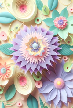 Cute kawaii pastel passiflora flowers with 3D detailing on a pastel background for a peaceful vibe. Soft pastel colors bring a soothing, gentle aesthetic.