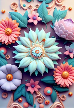 Cute kawaii pastel passiflora flowers with 3D detailing on a pastel background for a peaceful vibe. Soft pastel colors bring a soothing, gentle aesthetic.