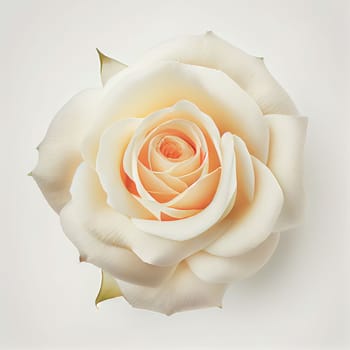 Top view of Rose flower on a white background, perfect for representing the theme of Valentine's Day.