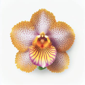 Top view of Orchid flower on a white background, perfect for representing the theme of Valentine's Day.