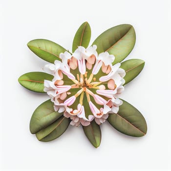 Top view a Mountain laurel flower isolated on a white background, suitable for use on Valentine's Day cards, love letters, or springtime designs.