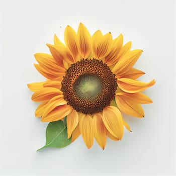 Top view a Sunflower isolated on a white background, suitable for use on Valentine's Day cards, love letters, or springtime designs.