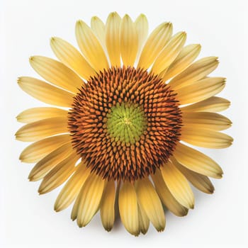 Top view a Coneflower isolated on a white background, suitable for use on Valentine's Day cards, love letters, or springtime designs.