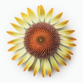 Top view a Coneflower isolated on a white background, suitable for use on Valentine's Day cards, love letters, or springtime designs.