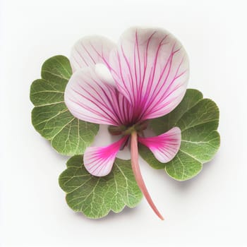 Top view a Cyclamen flower isolated on a white background, suitable for use on Valentine's Day cards, love letters, or springtime designs.