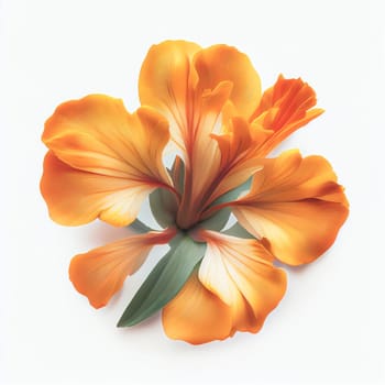 Top view a Canna flower isolated on a white background, suitable for use on Valentine's Day cards, love letters, or springtime designs.