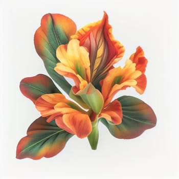 Top view a Canna flower isolated on a white background, suitable for use on Valentine's Day cards, love letters, or springtime designs.