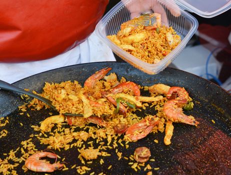 national spanish meal a paella at a market