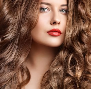 Hairstyle, beauty and hair care, beautiful woman with long natural brown hair, glamour portrait for hair salon and haircare brand