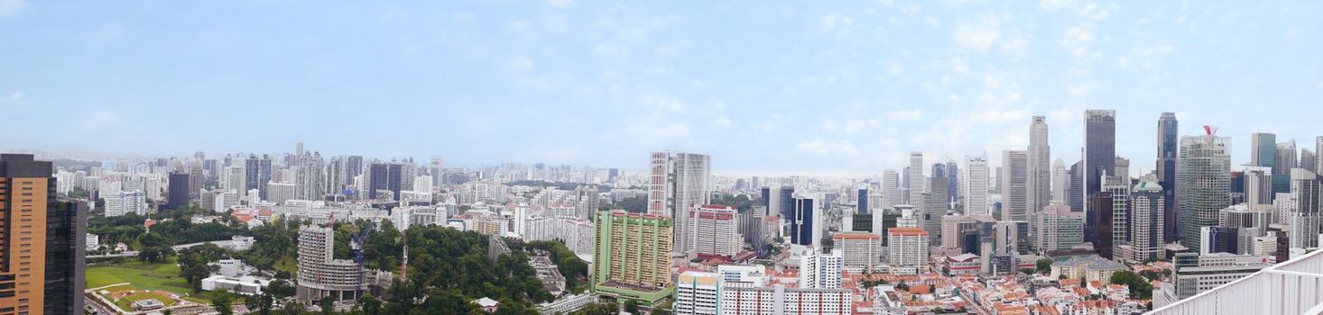 arial view of singapore city buildings sunny day ,