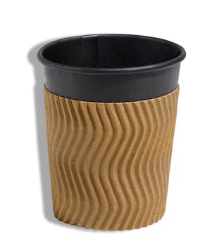 Empty brown paper disposable cups on a white background, concept eco-friendly, zero waste 