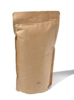 Brown craft paper bag isolated on white background, sachet bag