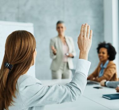 Group of young business people having a meeting or presentation and seminar with whiteboard in the office. Portrait of a young business woman