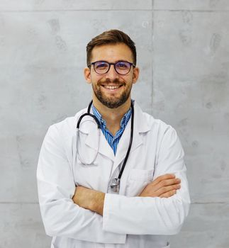 portrait of a young doctor in his office in a hospital