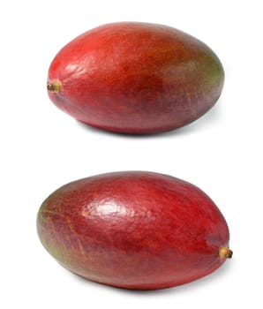 Whole ripe mango on a white isolated background. Set