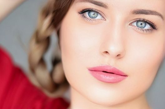 Beauty, makeup and skincare, face portrait of beautiful woman with braided hairstyle and natural make-up and perfect skin for luxury wellness cosmetics, fashion look and glamour style