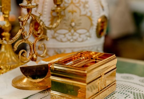 Accessories for the baptism of a child in the Orthodox church.