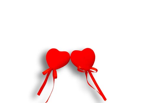 Love red hearts on white background for valentines day, card concept