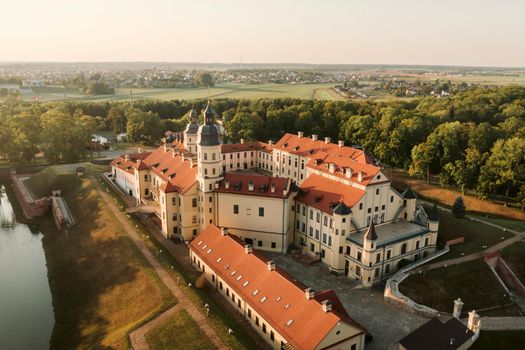 Top view of the Medieval Castle in Nesvizh, Minsk region, Belarus.Nesvizh Castle.