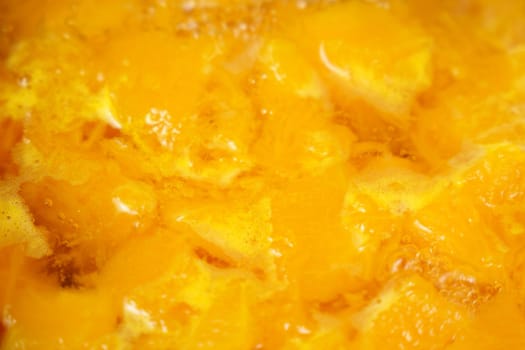 Vegetarian food soup from baked pumpkin, onions and vegetables. Soft focus.
