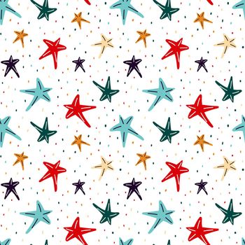 Sea stars seamless pattern. Marine pattern with sea stars on a white background