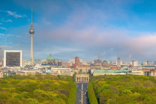 Berlin downtown city skyline, cityscape of Germany from top view