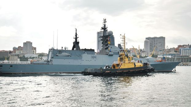 The warships of Vladivostok in the pier