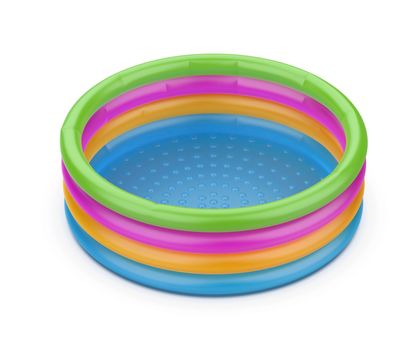 Colorful children's inflatable pool on white background